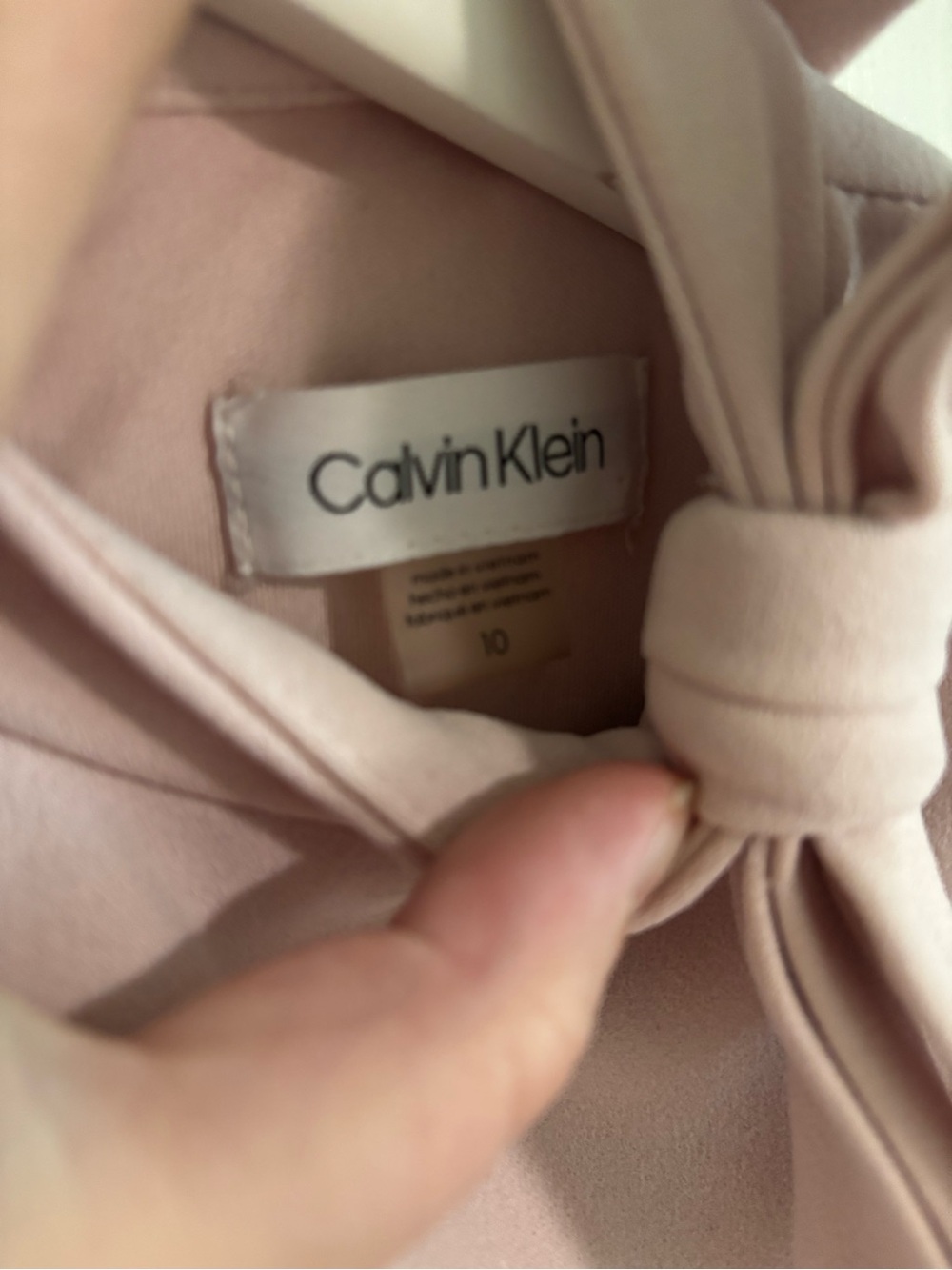 Calvin Klein Sleeveless Tie-Neck Midi Dress in Blush - Picture 2 of 3